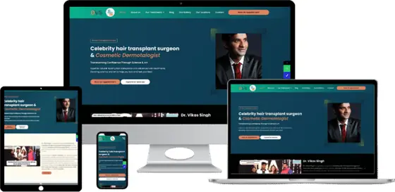 Dr Vikas Singh website on laptop, tablet and phone