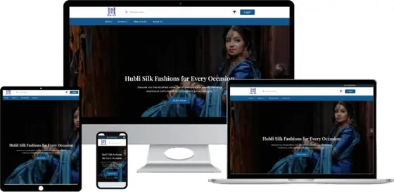 Hubli Silk website on laptop, tablet and phone