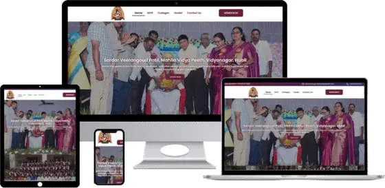 Mahila Vidya Peeth website on laptop, tablet and phone