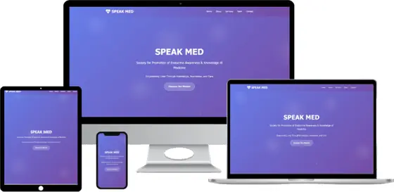 Speak Med website on laptop, tablet and phone